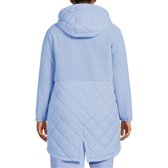 NWT Lands End Women’s Quilted Sherpa Parka.  Size 3X.  Light Cornflower. - Picture 4 of 9